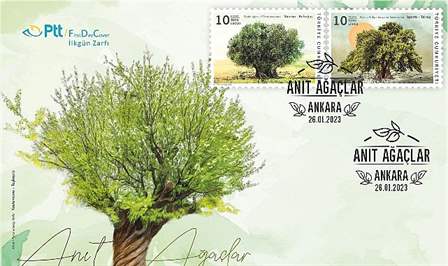 PTT AŞ tarafından "Anıt Ağaçlar" konulu anma pulu ve ilkgün