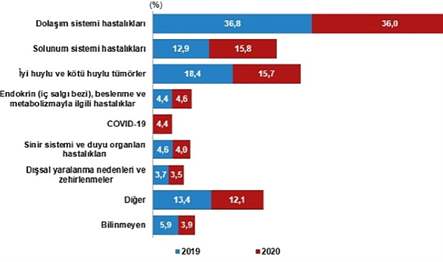 Ölüm sayısı 2019 yılında 435 bin 941 iken 2020 yılında