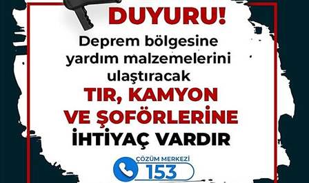 İnegöl Belediyesi, toplanan insani yardım malzemelerinin deprem bölgesine ulaştırılması için