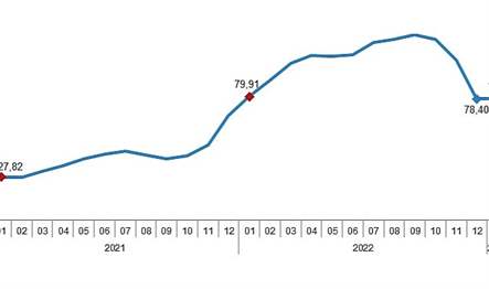 İnşaat maliyet endeksi, 2023 yılı Ocak ayında bir önceki aya