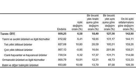 Tarım-ÜFE'de (2015=100), 2023 yılı Şubat ayında bir önceki aya göre