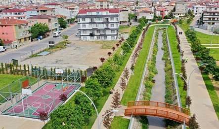 Darıca Nenehatun Deresi’ni ıslah eden Büyükşehir, bölgeyi sosyal donatılarının da