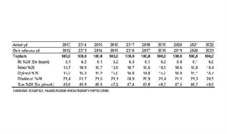 Gelir Dağılımı İstatistiklerinin hesaplandığı Gelir ve Yaşam Koşulları Araştırması 2022