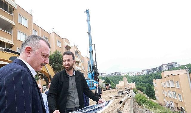 Yuvam Akarca Konutları’nda 14 Nisan’da yıkılan istinat duvarının yeniden yapımı