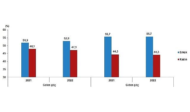 Yurt dışından Türkiye'ye göç edenlerin sayısı 2022 yılında, bir önceki