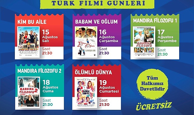 Bergama Belediye’sinin düzenlediği ‘Yazlık Sinema Günleri’ Zeytinpark’ta 15 – 19