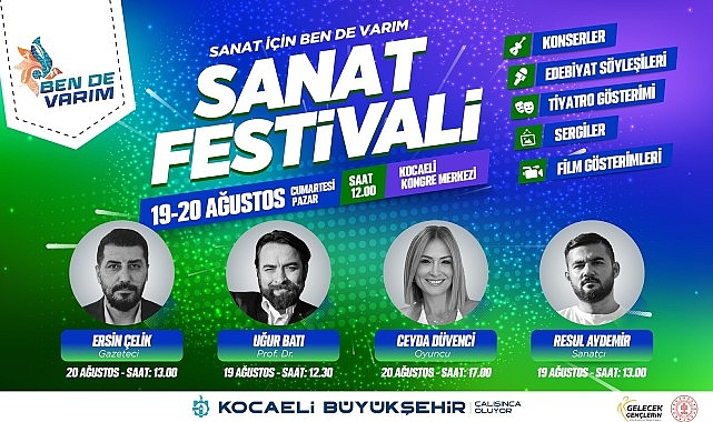 Kocaeli Kongre Merkezi’nde düzenlenecek Sanat için Ben De Varım Festivali