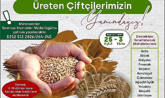 Milas Belediyesi Tarımsal Hizmetler Müdürlüğü, önemli tahıl türleri arasında yer