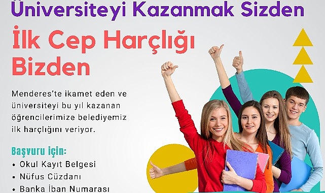 Menderes Belediyesi tarafından üniversiteye başlayacak öğrencilere 2 bin lira maddi