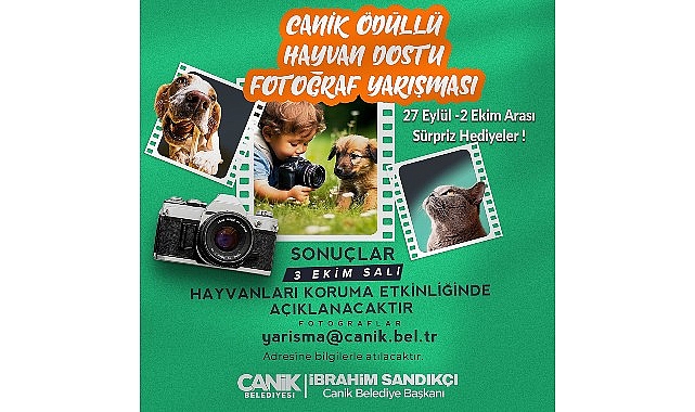Canik Belediyesi Ödüllü Hayvan Dostu Fotoğraf Yarışması başvuruları başladı. 