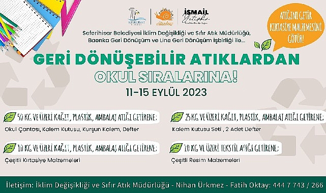 Seferihisar Belediyesi sıfır atık projesi kapsamında geri dönüşüm ürünlerini getirenlere,