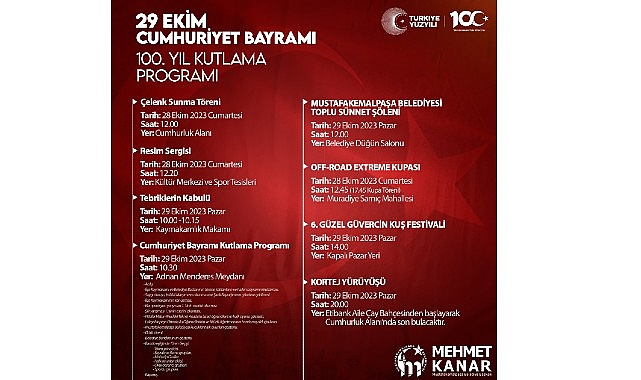Mustafakemalpaşa Belediyesi, Türkiye Cumhuriyeti’nin kuruluşunun 100’üncü yıldönümü etkinlikleri için programını