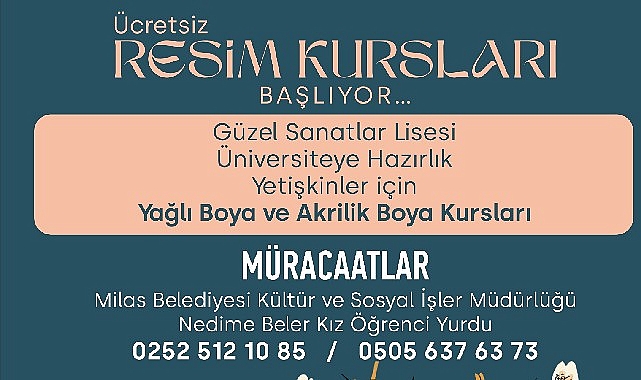Milas Belediyesi Kültür ve Sosyal İşler Müdürlüğü bünyesinde açılacak Milas