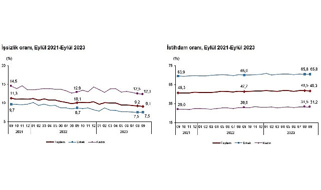 Hanehalkı İşgücü Araştırması sonuçlarına göre; 15 ve daha yukarı yaştaki
