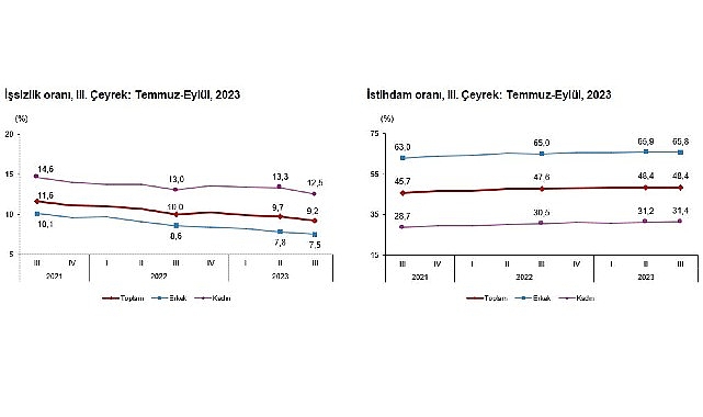 Hanehalkı İşgücü Araştırması sonuçlarına göre; 15 ve daha yukarı yaştaki
