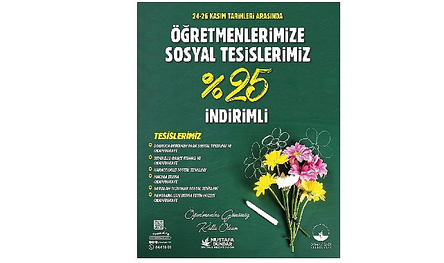 Osmangazi Belediyesi, 24 Kasım Öğretmenler Günü dolayısıyla belediyenin sosyal tesislerinde