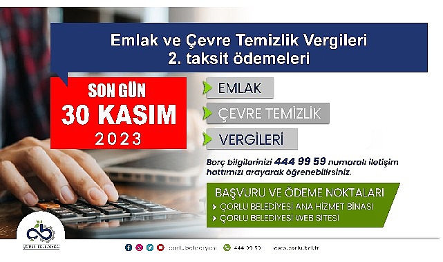 Mayıs ve kasım aylarında iki taksit olarak ödenen Emlak ve