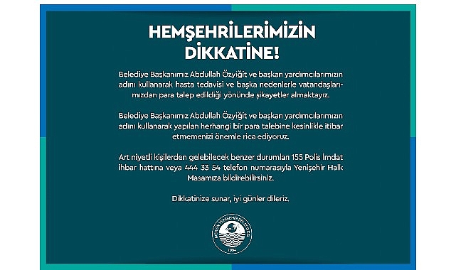 Mersin Yenişehir Belediyesi, Belediye Başkanı Abdullah Özyiğit ve başkan yardımcılarının