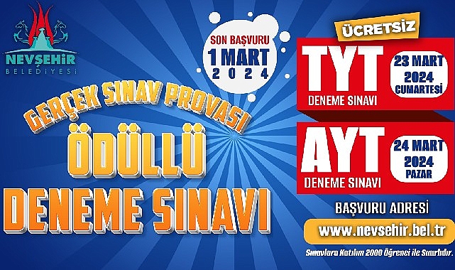 Nevşehir Belediyesi, TYT ve AYT sınavlarına hazırlanan öğrencilerin sınav heyecanını