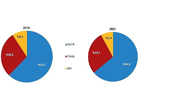 Yaşlı nüfus olarak kabul edilen 65 ve daha yukarı yaştaki