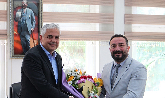 Ödemiş Belediye Başkanı Mustafa Turan, ilçe Kaymakamı Fatih Aksoy’u ziyaret