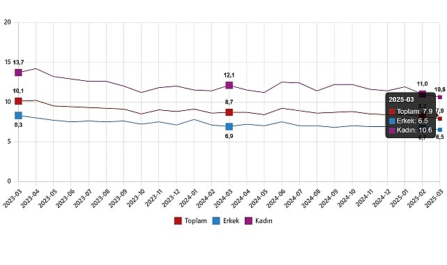 Mevsim etkisinden arındırılmış işsizlik oranı %7,9 seviyesinde gerçekleşti