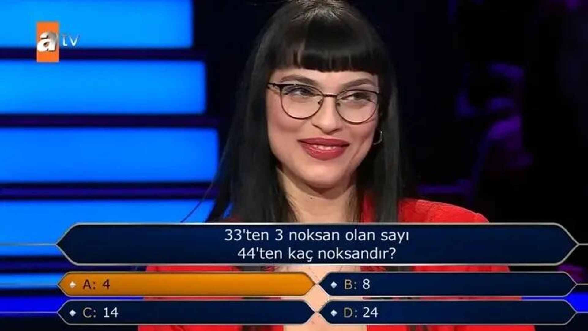 Kim Milyoner Olmak İster'e katılan Sıla Sinem Korkmaz'ın bir işlem