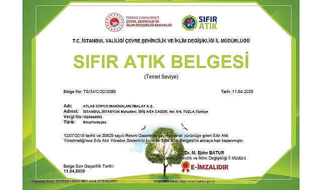 Atlas Copco Türkiye, çevresel sorumluluk ve sürdürülebilirlik hedefleri doğrultusunda önemli