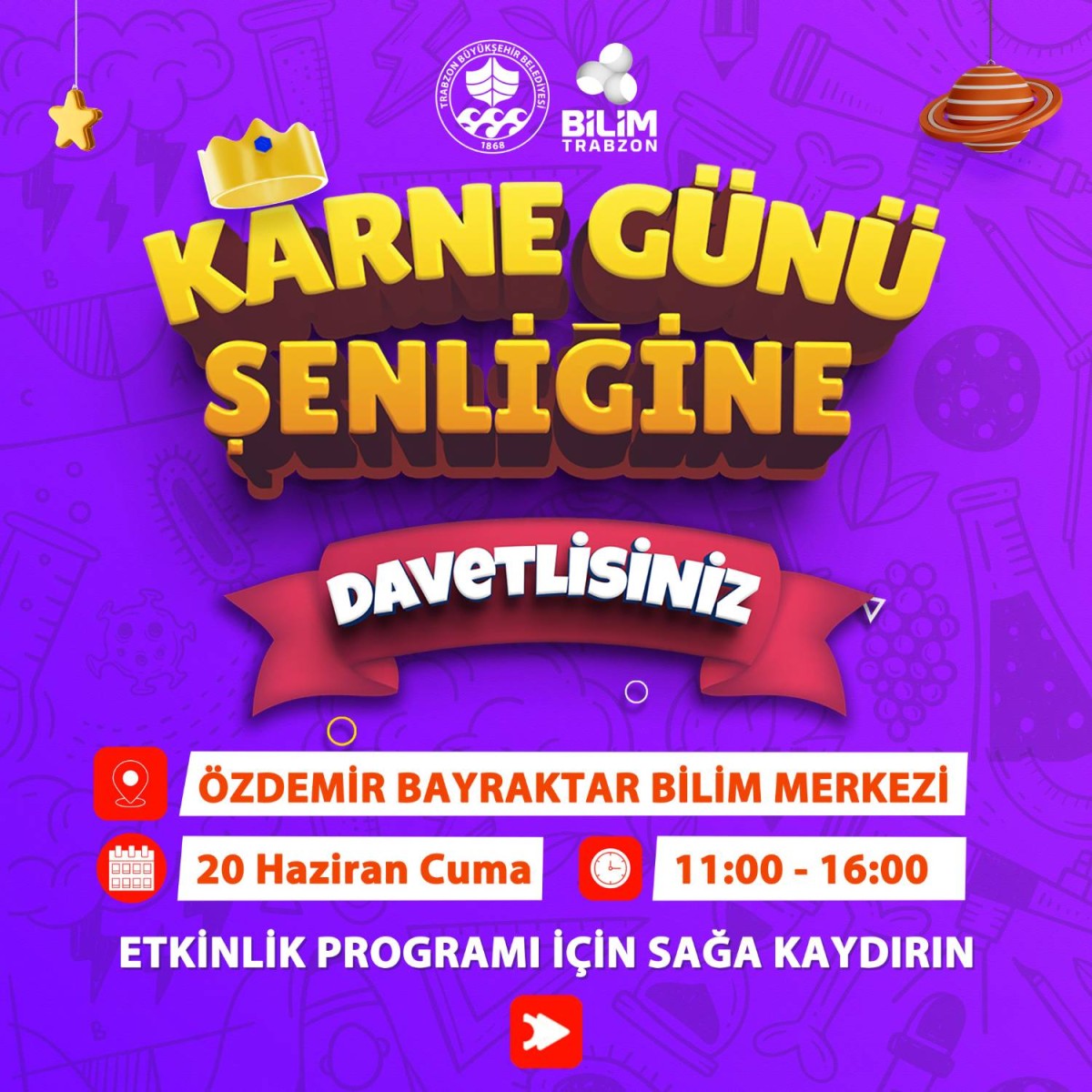 Trabzon Büyükşehir Belediyesi, 20 Haziran Cuma günü Özdemir Bayraktar Bilim