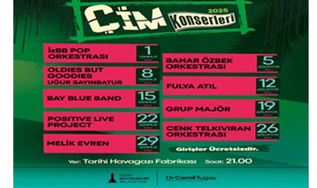 İzmir Büyükşehir Belediyesi tarafından düzenlenen Çim Konserleri, 1 Temmuz-26 Ağustos