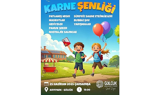 Gölcük Belediyesi, 25 Haziran Çarşamba günü Anıtpark’ta düzenleyeceği Karne Şenliği