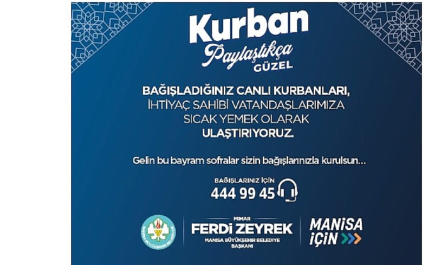 Manisa Büyükşehir Belediyesi, yaklaşan Kurban Bayramı dolayısıyla ihtiyaç sahipleri için