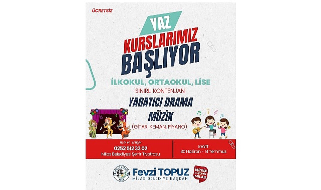 Milas Belediyesi tarafından öğrencilerin tatillerini verimli bir şekilde değerlendirmeleri için