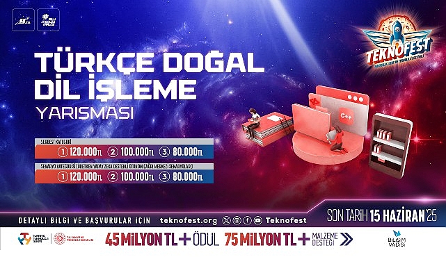 Bilişim Vadisi yürütücülüğünde, TEKNOFEST kapsamında gerçekleştirilen Türkçe Doğal Dil İşleme Yarışması için başvurular devam ediyor.