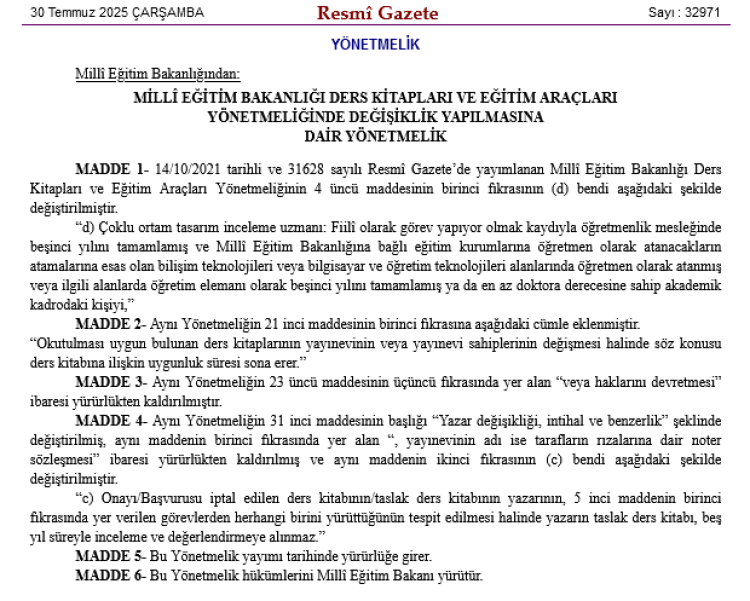 meb-ders-kitaplari-ve-egitim-araclari-yonetmeliginde-yeni-duzenlemeler-yapildi