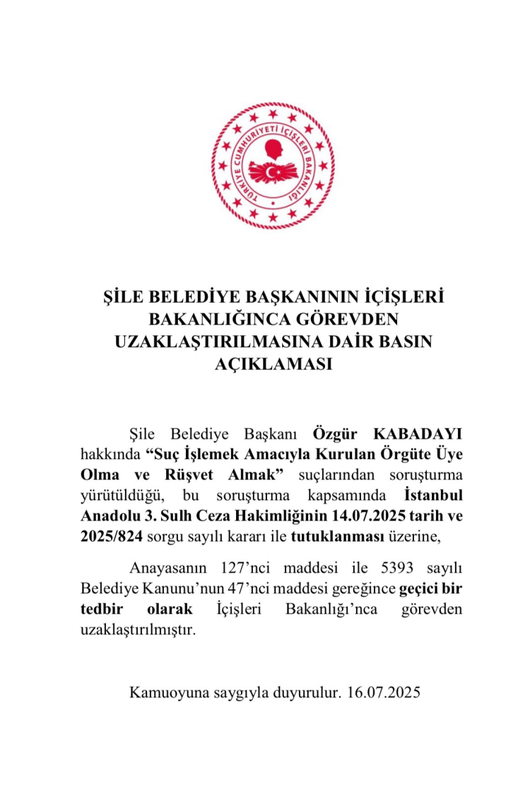 sile-belediye-baskani-gecici-olarak-gorevden-alindi