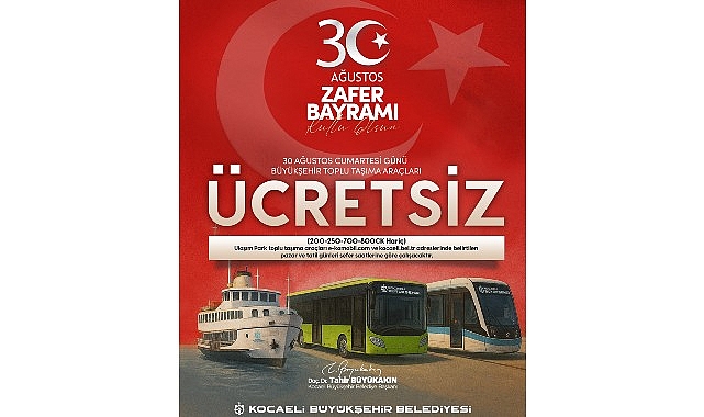 Kocaeli Büyükşehir Belediyesi, resmi ve dini bayramlarda uygulanan ücretsiz toplu