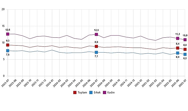 Mevsim etkisinden arındırılmış işsizlik oranı %8,0 seviyesinde gerçekleşti