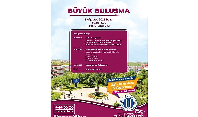 İstanbul Okan Üniversitesi Tuzla Kampüsü’nde 3 Ağustos 2025 Pazar günü