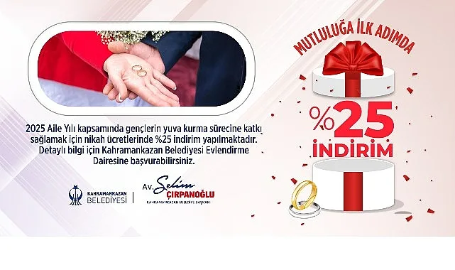 Kahramankazan Belediyesi’nden evlilik hazırlığı yapan genç çiftlere sevindirici bir haber