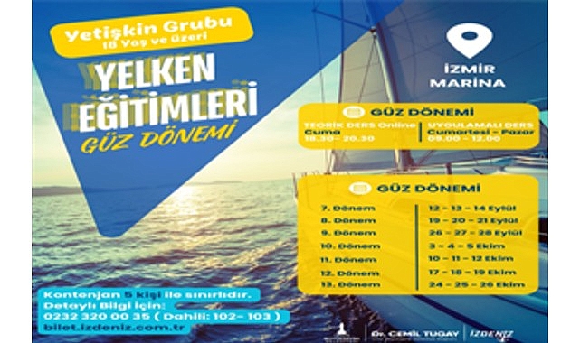 İZDENİZ’in İzmir Marina’da düzenlediği yelken eğitimleri devam ediyor. Hafta içi