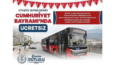 Manisa Büyükşehir Belediyesi, 29 Ekim Cumhuriyet Bayramı'nda vatandaşlara ücretsiz ulaşım