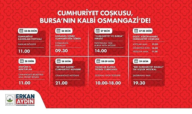 Osmangazi Belediyesi, Türkiye Cumhuriyeti’nin 102’nci kuruluş yıl dönümünü büyük bir