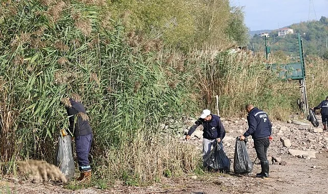 Kartepe Belediyesi, Eşme Sahili’nde Sapanca Gölü’nün su seviyesinin düşmesiyle ortaya