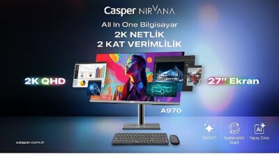 Casper Nirvana 27” AIO A970, şık ve modern tasarımı, ergonomiyi