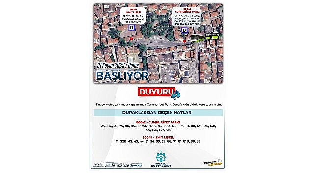 İzmit Cumhuriyet Parkı’nda gerçekleştirilen Kuzey Metro Hattı çalışmaları kapsamında “Cumhuriyet