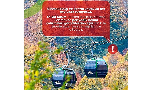 Kocaeli Büyükşehir Belediyesi iştiraki UlaşımPark tarafından işletilen Kartepe Teleferik, kış
