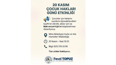 Milas Belediyesi tarafından 20 Kasım Çocuk Hakları Günü’ne özel etkinlik