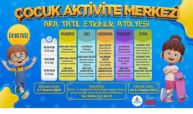 Nevşehir Belediyesi, çocukların ara tatil dönemini hem verimli hem de
