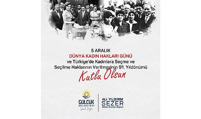 Gölcük Belediye Başkanı Ali Yıldırım Sezer, yayınladığı mesajında 5 Aralık